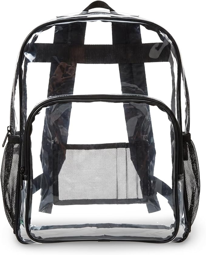 Amazon Basics Transparent Clear School Backpack