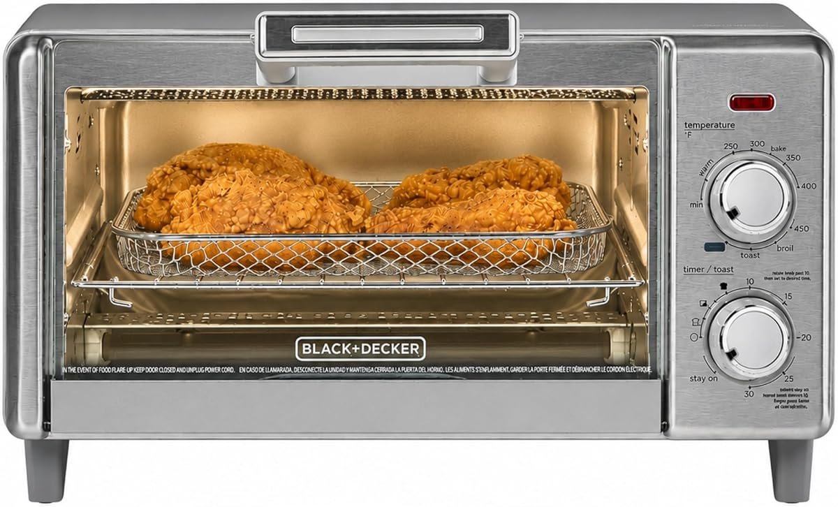 BLACK+DECKER 4-Slice Air Fry Toaster Oven, 5-in-1 Countertop Oven