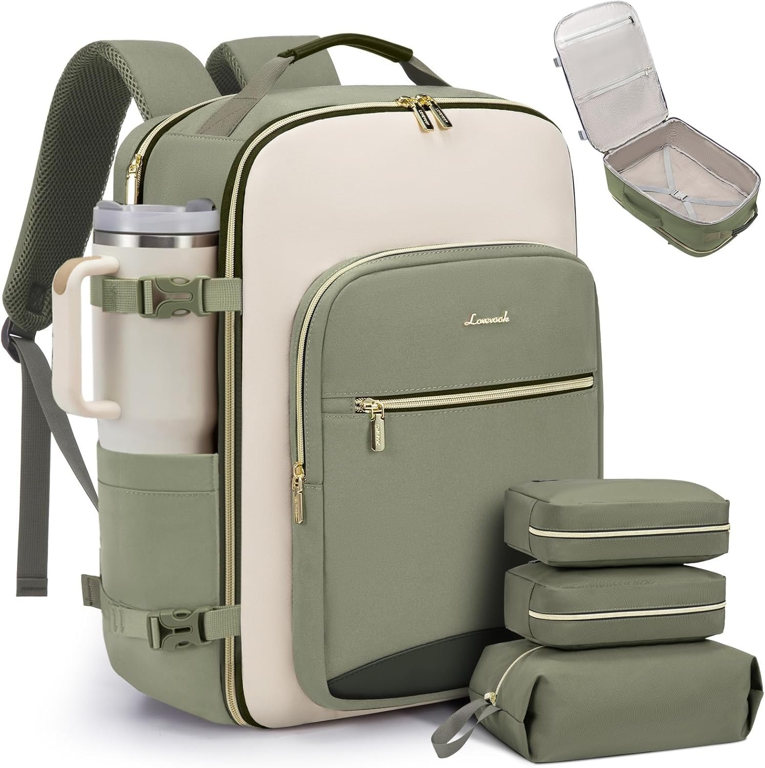 LOVEVOOK 40L Travel Backpack with 3 Packing Cubes