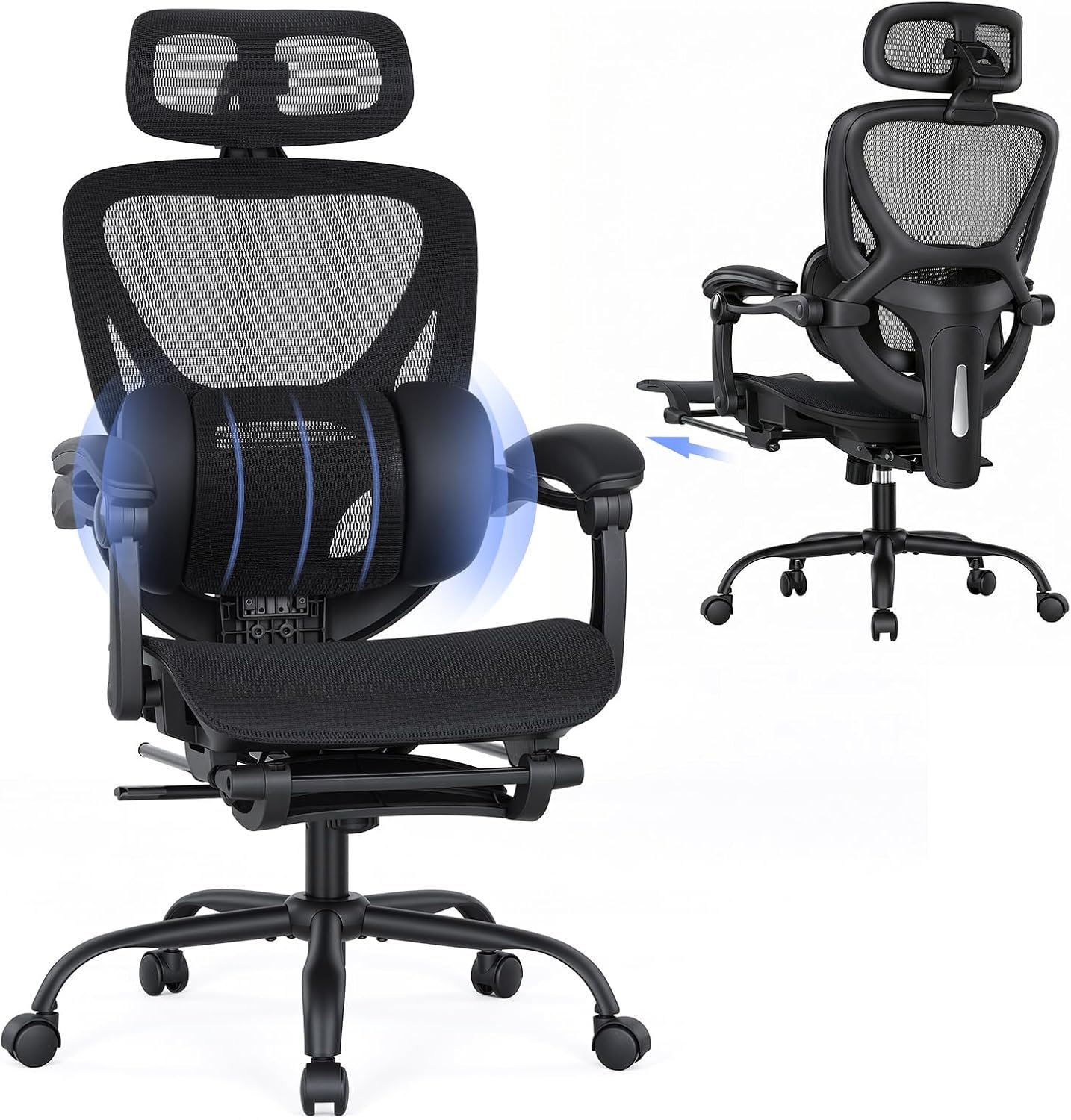 MALOL Ergonomic Mesh Office Chair with Footrest