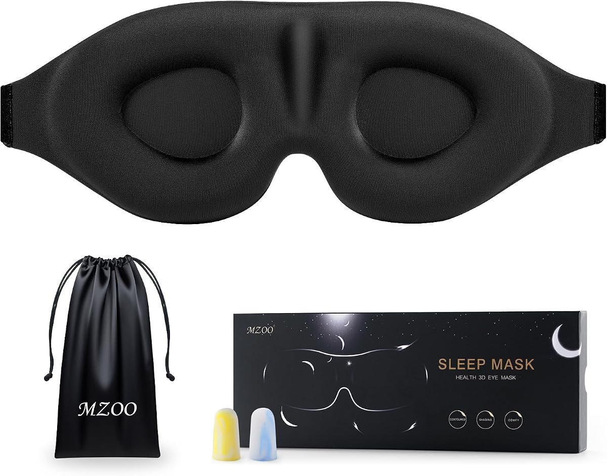 MZOO Luxury Sleep Mask, 3D Contoured Light Blocking Design