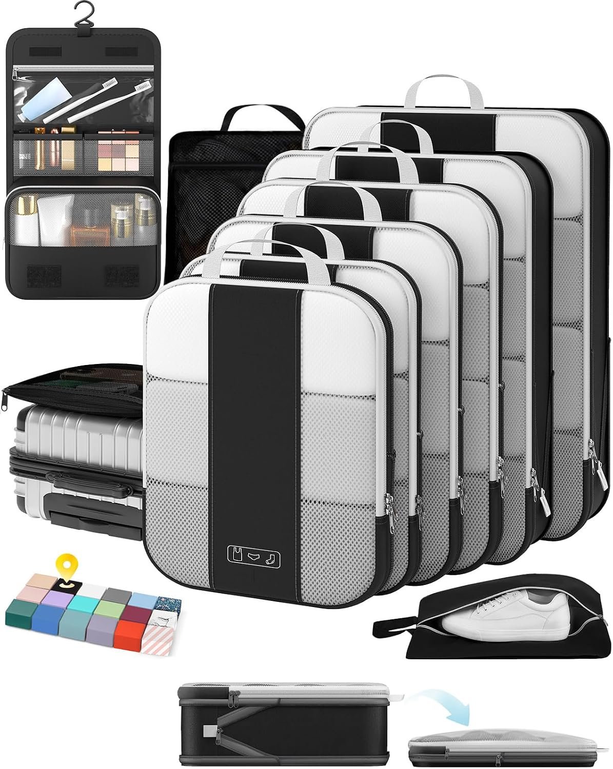 OlarHike 10 Set Compression Packing Cubes for Travel