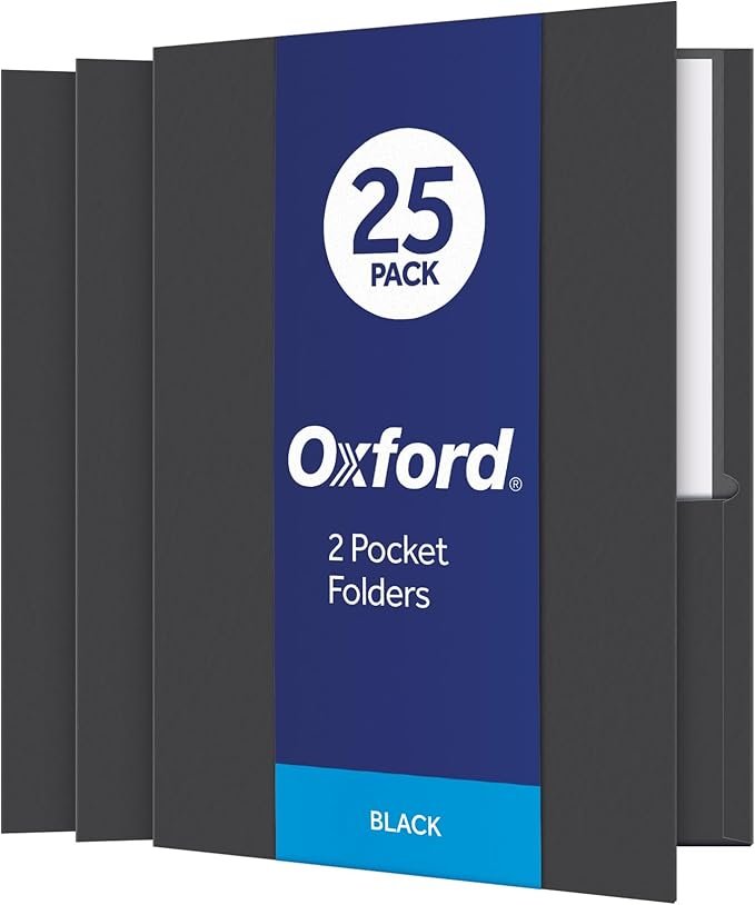 Oxford Twin-Pocket Folders Black 25 Pack