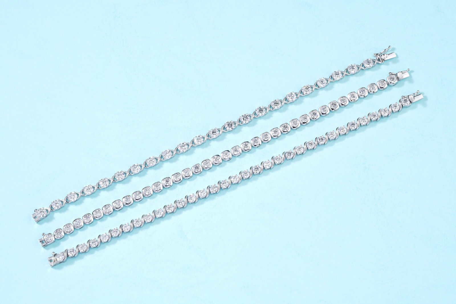 14k White Gold 1Ct TW Natural Diamond Thin Tennis Line Bracelet, 7"
