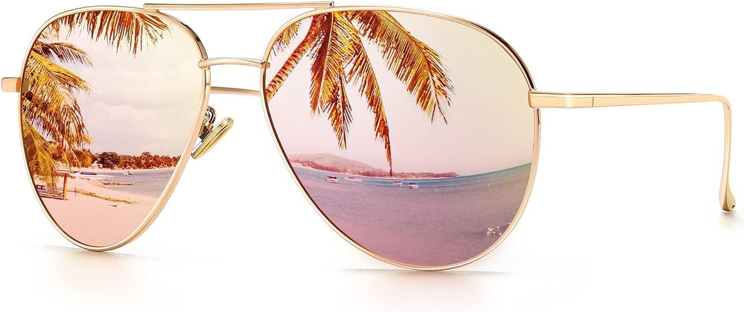 SUNGAIT Oversized Aviator Mirrored Sunglasses