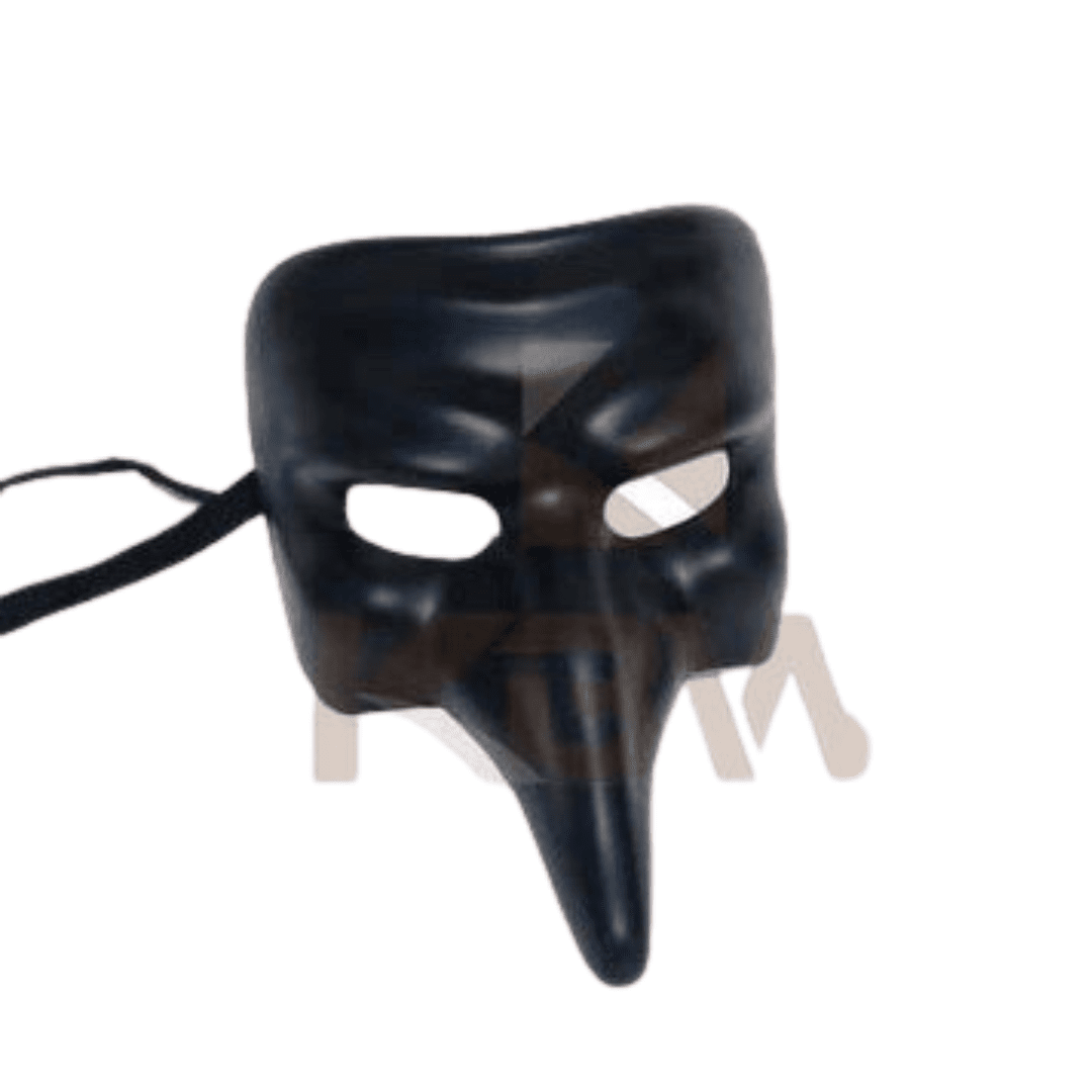 Black Venetian short nose half mask from Abracadabra NYC