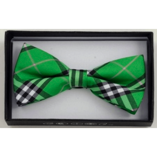 Green plaid checker pre-tied bow tie from Abracadabra NYC