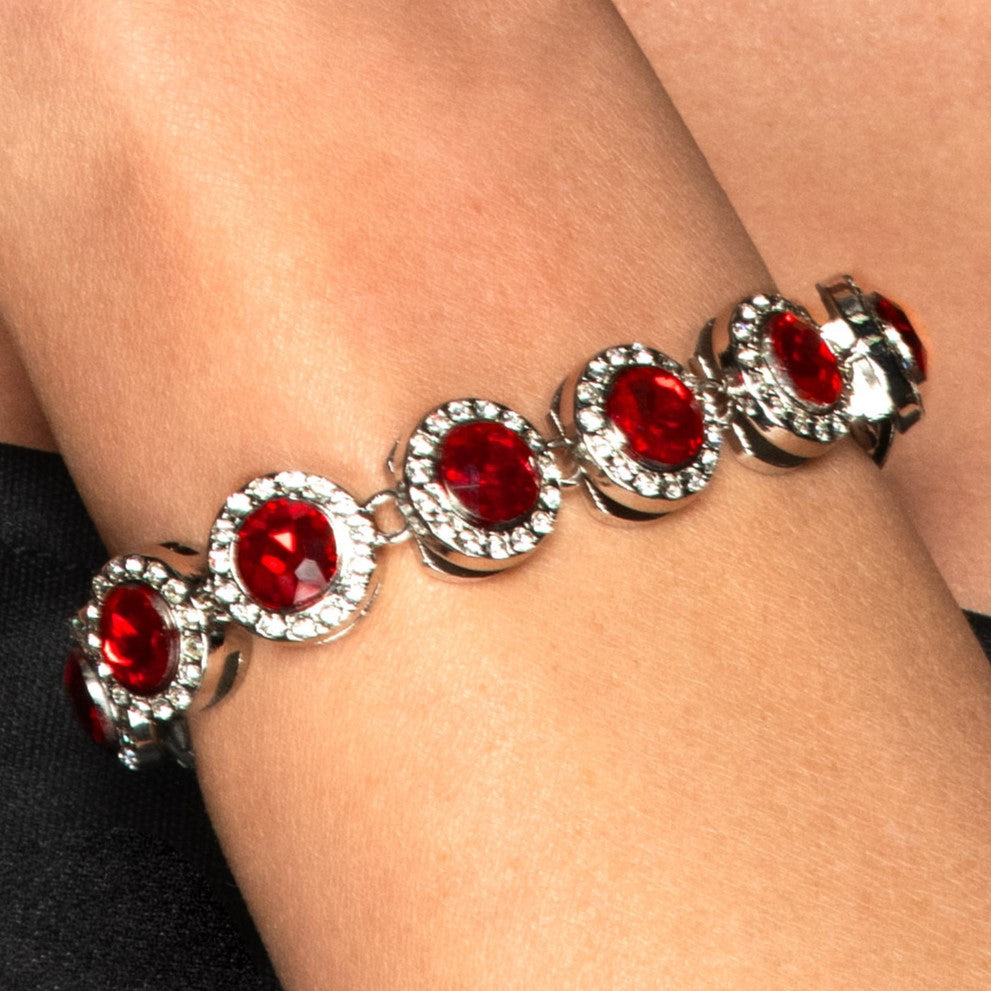 Red rhinestone jeweled bracelet