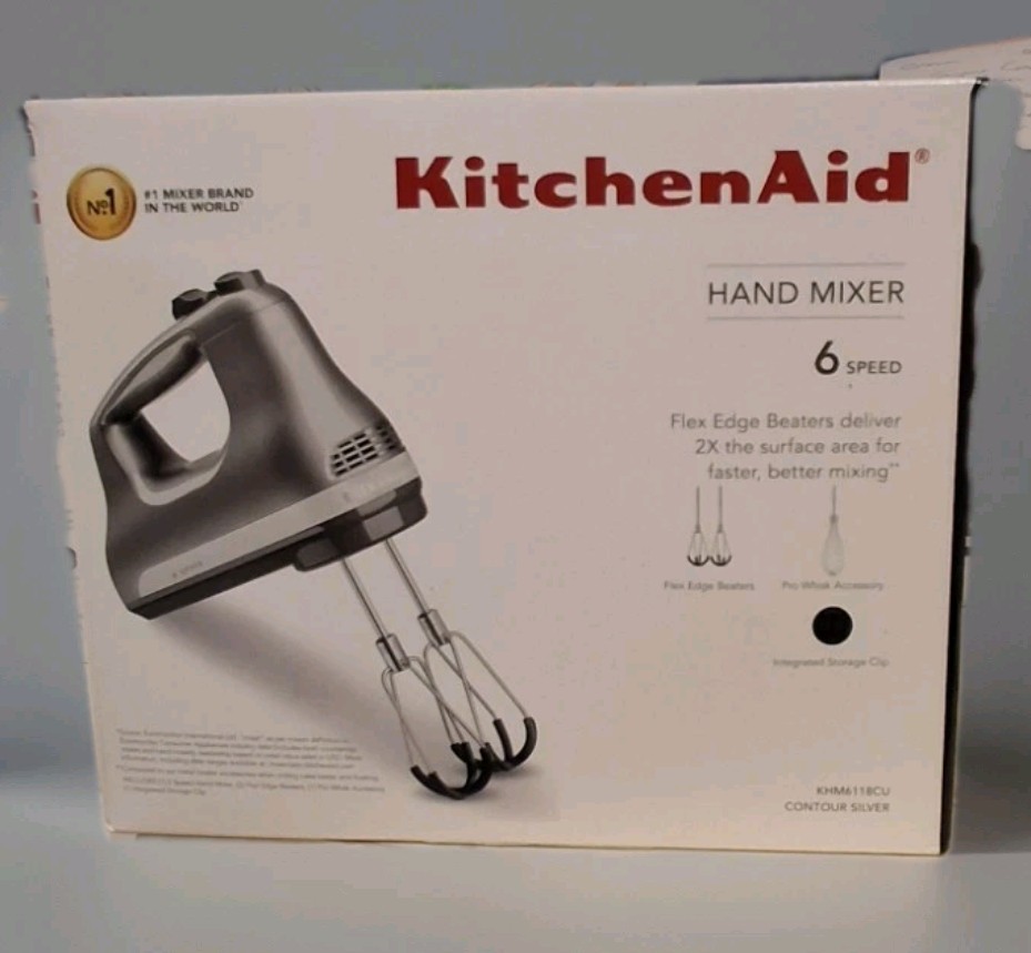 KitchenAid 6 speed hand mixer KHM6118 in silver
