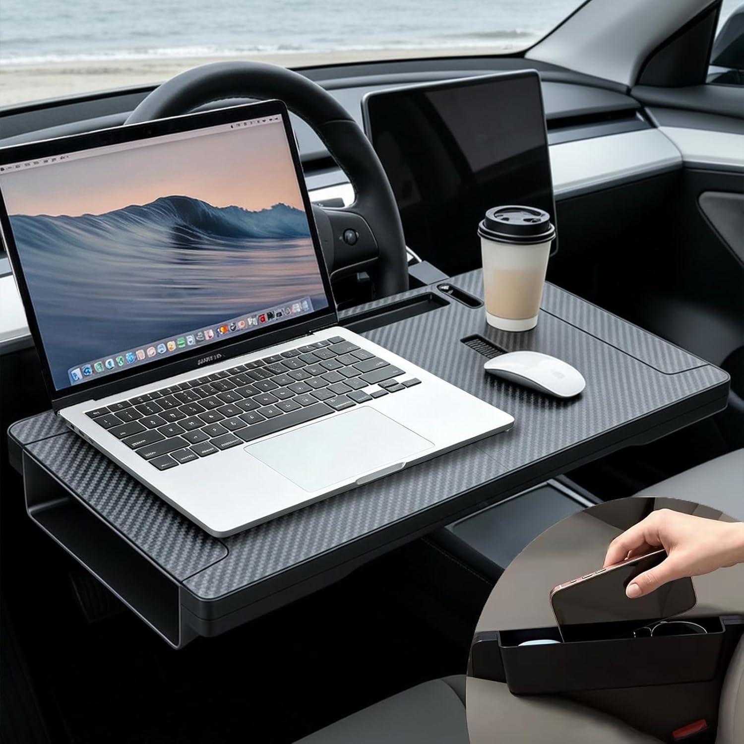 Steering wheel desks and novelty trays